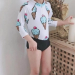 Picture of Front Zip Ice Cream Swimsuit with Swim Cap