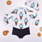 Picture of Front Zip Ice Cream Swimsuit with Swim Cap