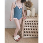 Picture of Grey Swimsuit with Pink Bow with Swimming Cap