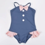 Picture of Grey Swimsuit with Pink Bow with Swimming Cap