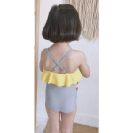 Picture of Grey Swimsuit with Yellow Rose and Kicks with Swimming Cap