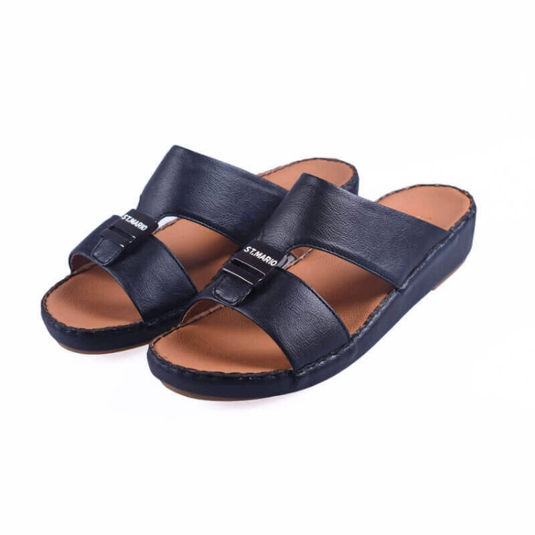 Picture of Black Plain Slippers St Mario For Men