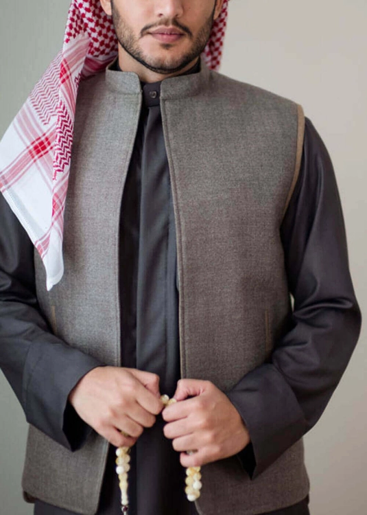 Picture of Brown and Beige Vest for Men (Worn on Both Sides)