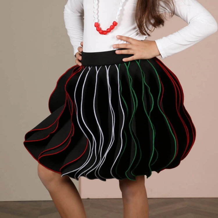 Picture of Black Wavy Skirt For Girls