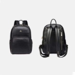 Picture of Black Leather Maternity Backpack With Changing Pad Travel (With Name Embroidery)