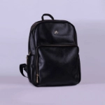 Picture of Black Leather Maternity Backpack With Changing Pad Travel (With Name Embroidery)