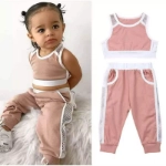 Picture of Two Pieces Pink Sleeveless Set For Babies (With Name Printing Option)