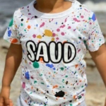 Picture of White T-Shirt With Color Spots (With Name Printing)