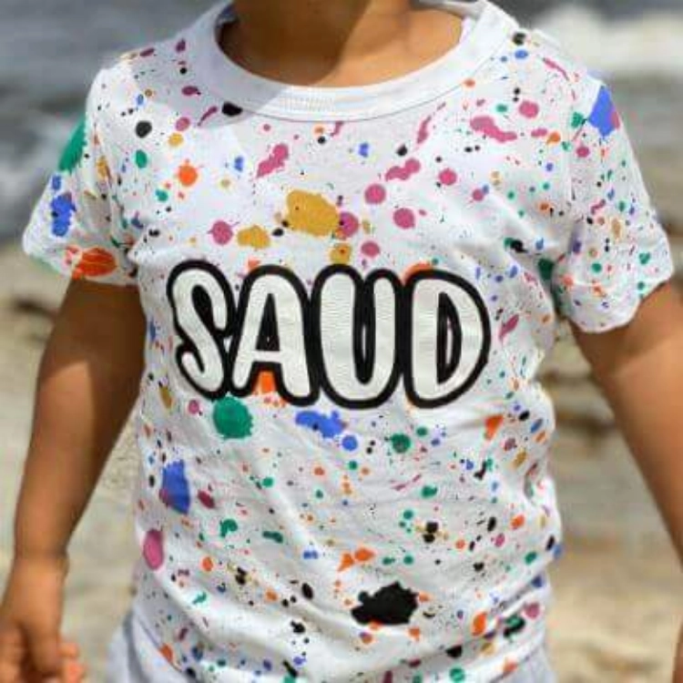 Picture of White T-Shirt With Color Spots (With Name Printing)