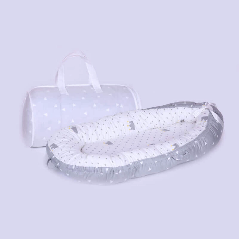 Picture of White And Grey Portable Baby Bed (With Name Printing)