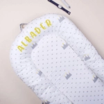 Picture of White And Grey Portable Baby Bed (With Name Printing)