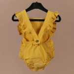 Picture of Yellow Sleeveless Suit For Babies (With Name Embroidery)