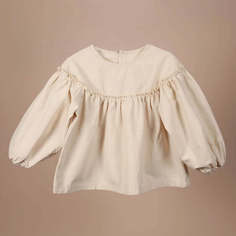 Picture of Beige Full Sleeves Puffy Dress For Baby