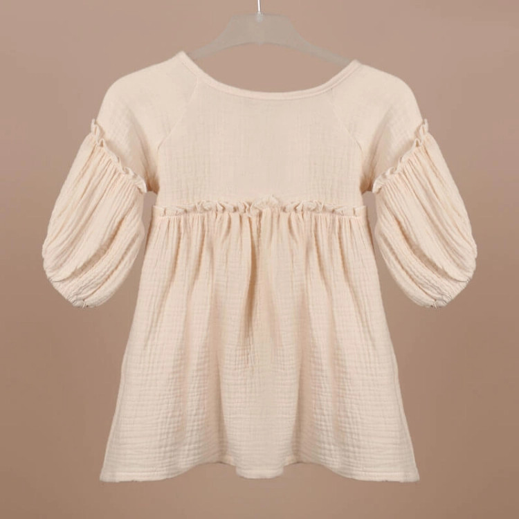 Picture of Beige Full Sleeve Dress For Baby Girl