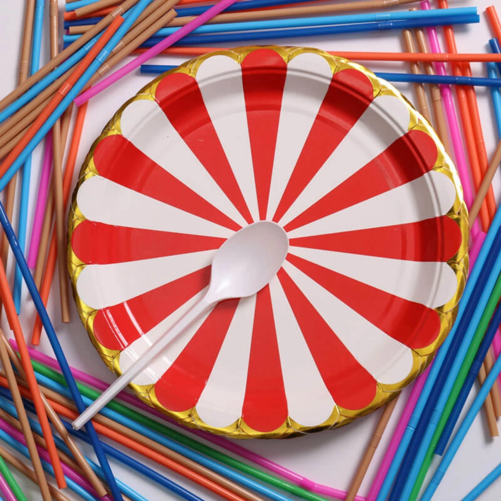 Picture of Red And White Pattern Paper Plate