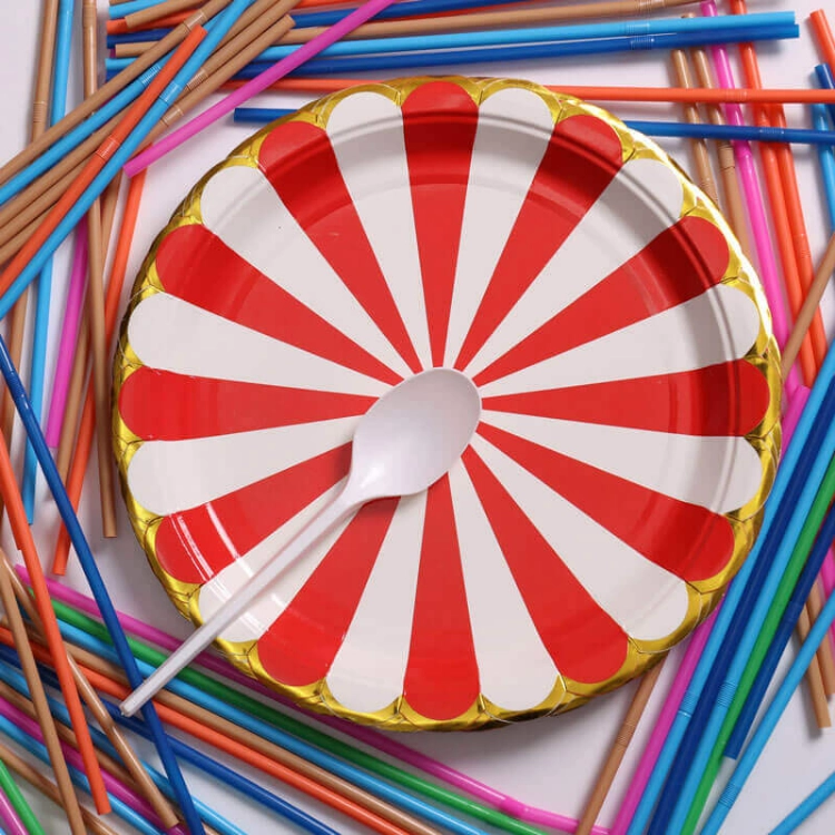 Picture of Red And White Pattern Paper Plate