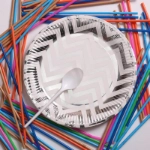 Picture of White And Gold Wave Pattern Paper Plate
