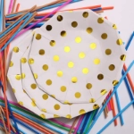 صورة White And Gold Dotted Paper Plate