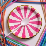 Picture of Pink And White Pattern Paper Plate