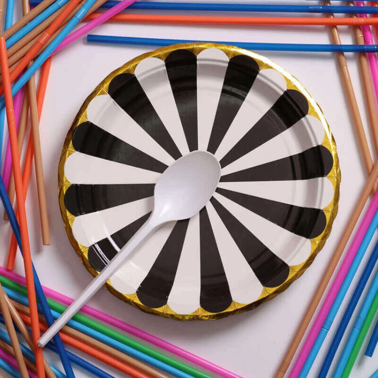 Picture of Black And White Pattern Paper Plate