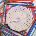 صورة White And Gold Star Paper Plate