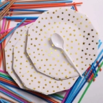 صورة White And Gold Star Paper Plate