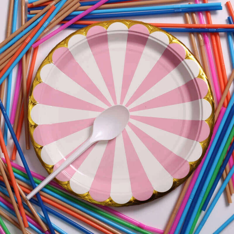 Picture of Light Pink And White Pattern Paper Plate