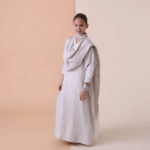 Picture of Beige Daraa With Shawl For Girls