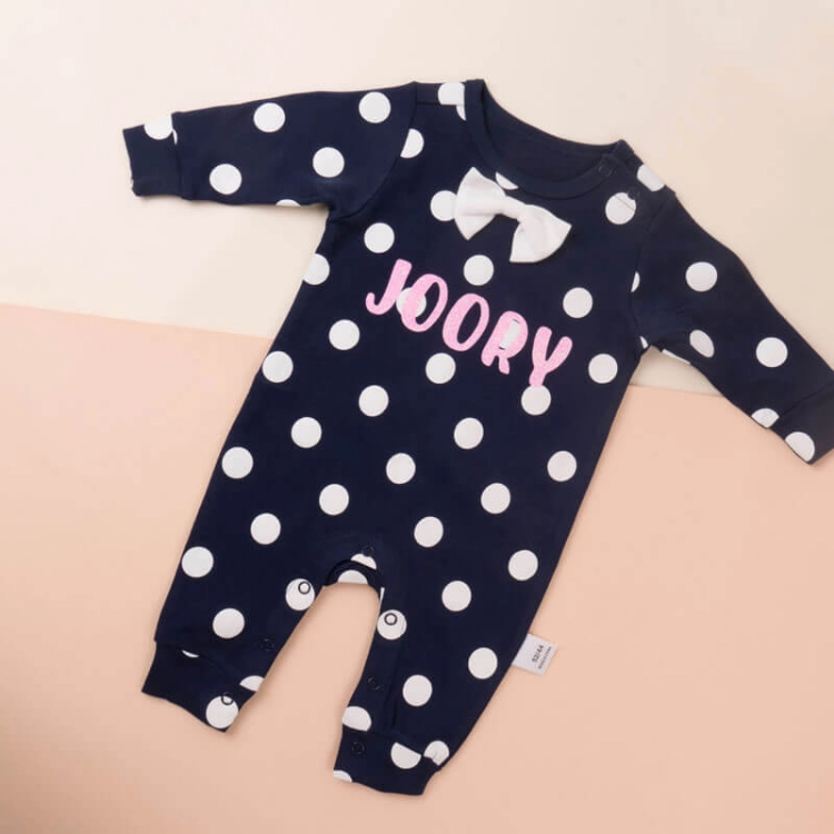 Picture of Navy Polka Dot Gentlemen Suit For Baby (With Name Printing Option)