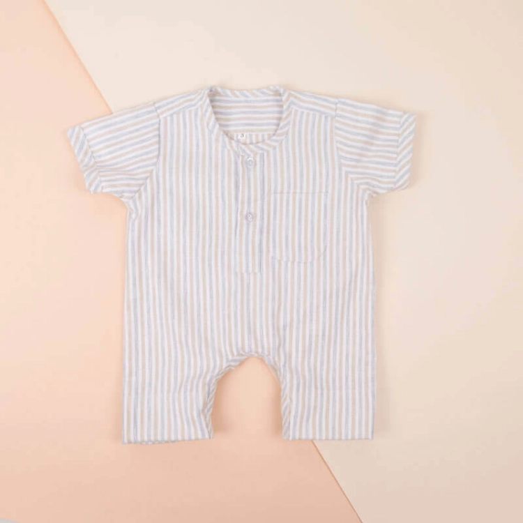 Picture of Beige Al Jazeera Thin Lines Sleeping Dishdasha For Newborn (With Name Embroidery)