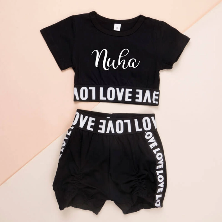 Picture of Set Of Two Black Top And Pant For Kids (With Name Printing Option)