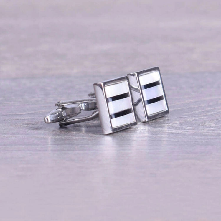 Picture of Stripes Style Silver Cufflink