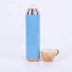 Picture of 500 ML Blue Wooden Hot and Cold Beverage Bottle