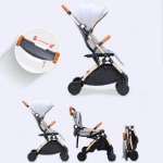 Picture of Blue Baby Stroller With Brown Handle (With Bag Name Embroidery Option)