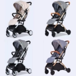 Picture of Blue Baby Stroller With Brown Handle (With Bag Name Embroidery Option)
