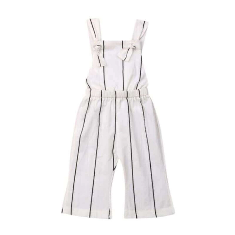 Picture of Black And White Stripes Jumpsuit For Girls