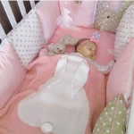 Picture of Pink And Grey Rabbit Blanket For Babies (With Name Embroidery Option)