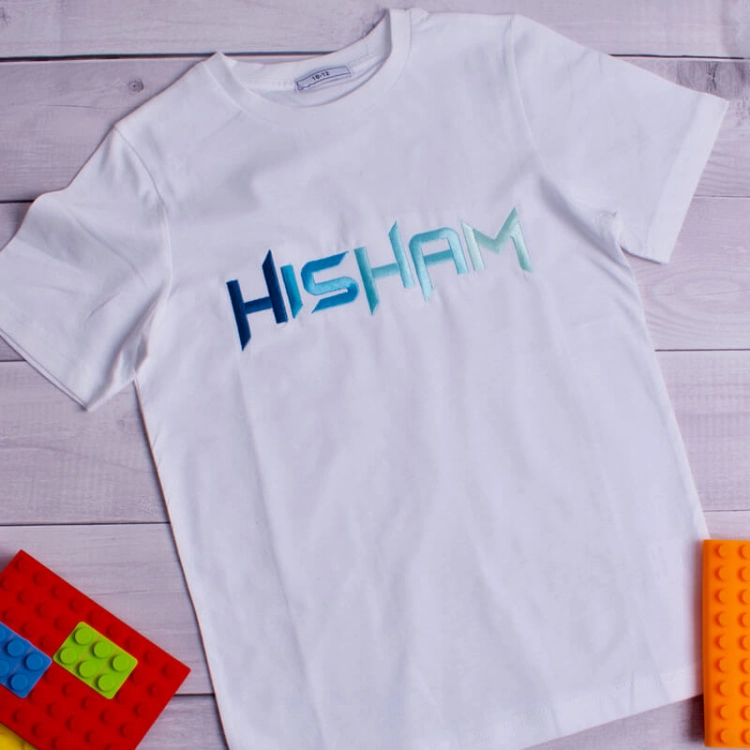 Picture of Gradient Blue Embroidered T-shirt