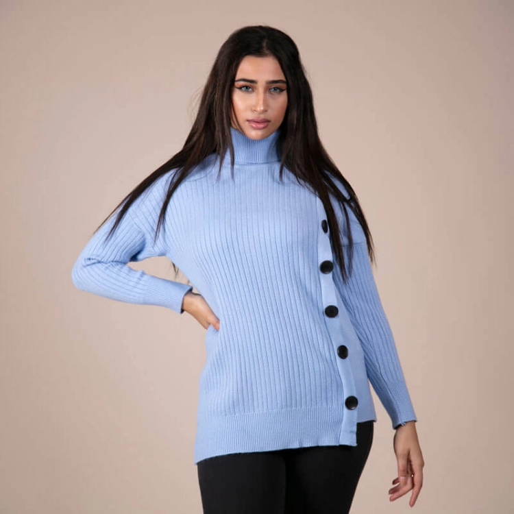 Picture of Blue Turtle Neck Sweater For Women
