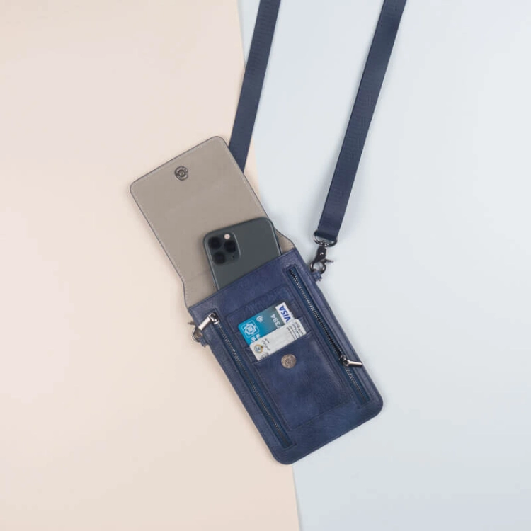 Picture of Navy Shoulder Bag With Zip Lines