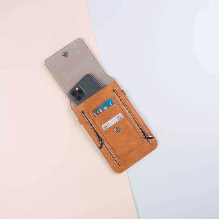 Picture of Brown Shoulder Bag With Zip Lines