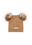 Picture of Brown Beenie Cap With Fur For Kids (With Name Embroidery) - Suitable For Below 2 Years