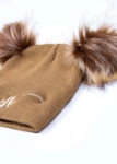 Picture of Brown Beenie Cap With Fur For Kids (With Name Embroidery) - Suitable For Below 2 Years