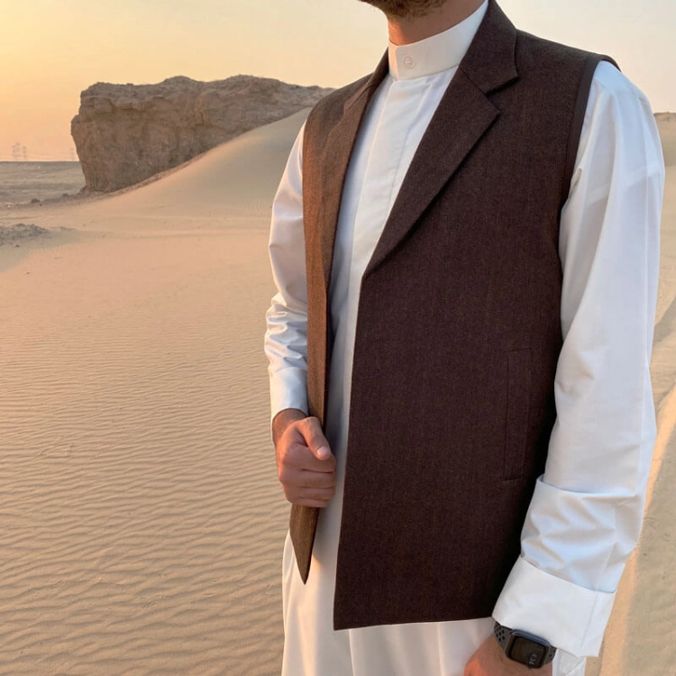 Picture of Brown Collar Winter Vest For Men