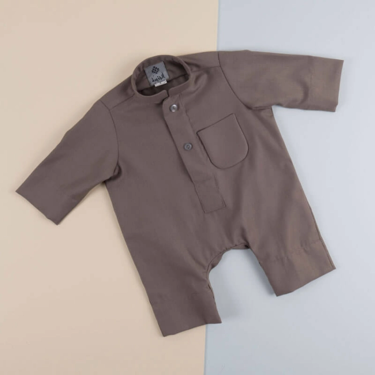 Picture of Brown Winter Al Jazeera Dishdasha For Newborn (With Name Embroidery)