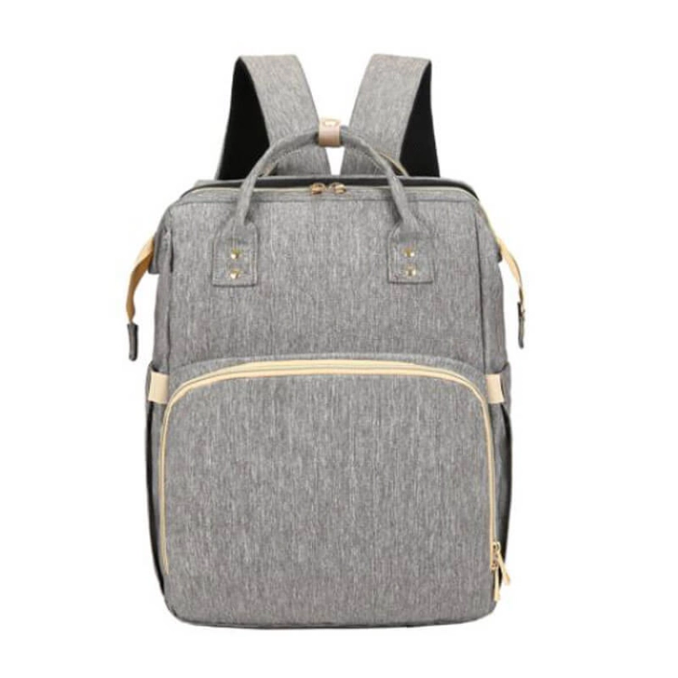 Picture of Grey Maternity Bag With Deployment Crib For Baby Care (With Name Embroidery)
