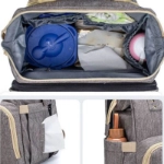 Picture of Black Maternity Bag With Deployment Crib For Baby Care (With Name Embroidery Option)