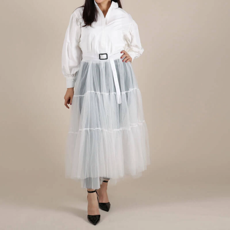 Picture of White Top Dress With Grimy Bottom For Women