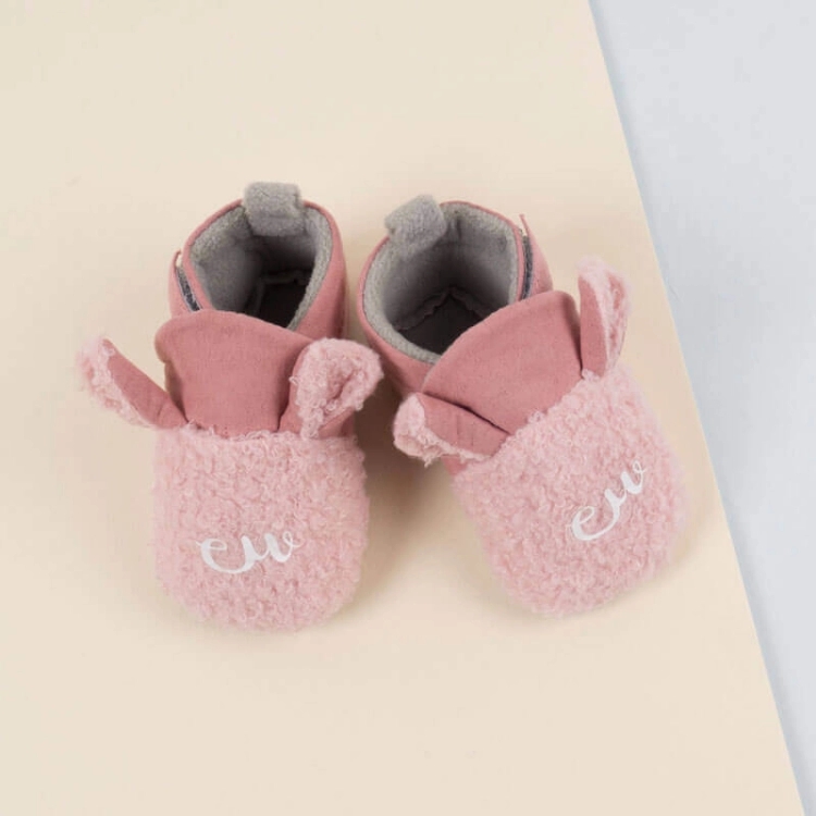 Picture of Pink Soft Fur Shoes For Baby (With Alphabet Printing Option)