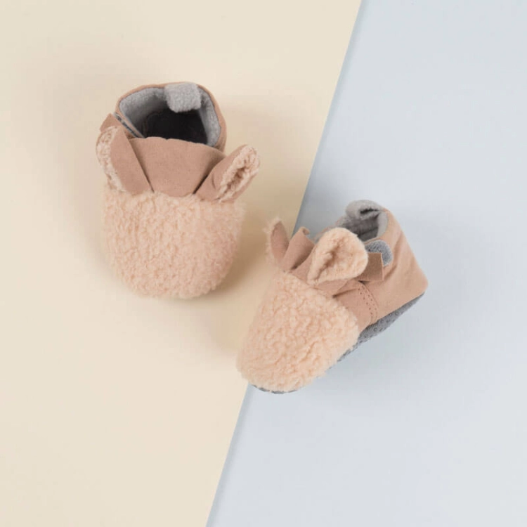 Picture of Beige Soft Fur Shoes For Baby (With Alphabet Printing Option)